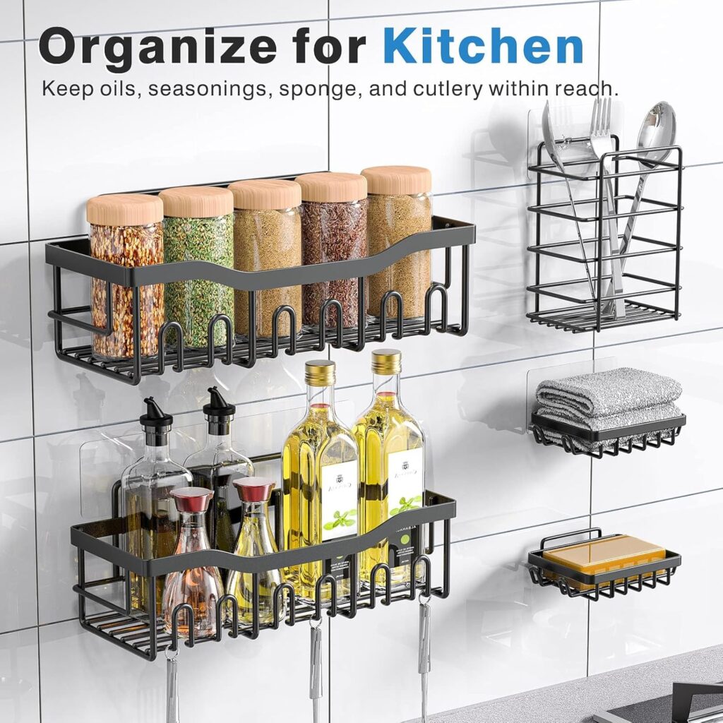 Review of Adhesive Shower Caddy, 5-Pack Rustproof Stainless Steel Organizer